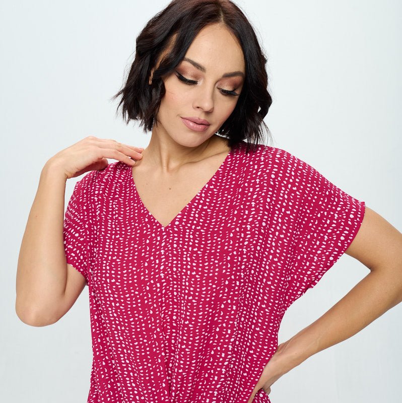 West K Leah Short Sleeve Woven Top In Pink