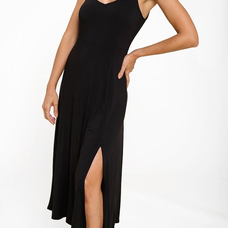 West K Lilah Solid Strap Dress In Black