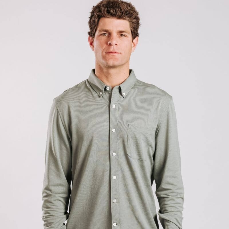 Western Rise Limitless Merino Button-down Shirt In Green