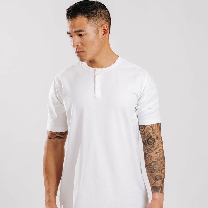 Western Rise X Cotton Short Sleeve Henley In White