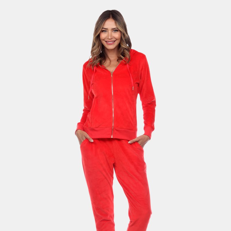White Mark 2 Piece Velour Tracksuit Set In Red