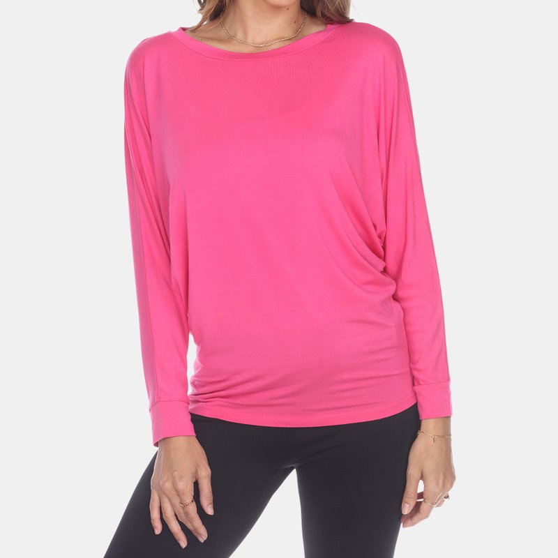 White Mark Banded Dolman Top In Pink
