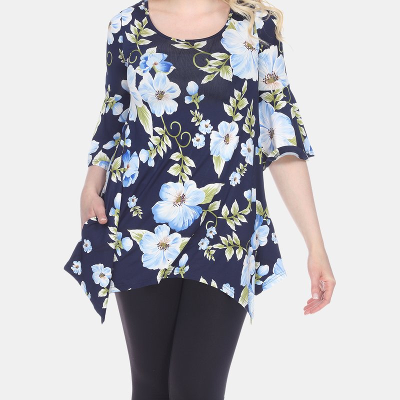 White Mark Blanche Tunic Top In Blue Flower