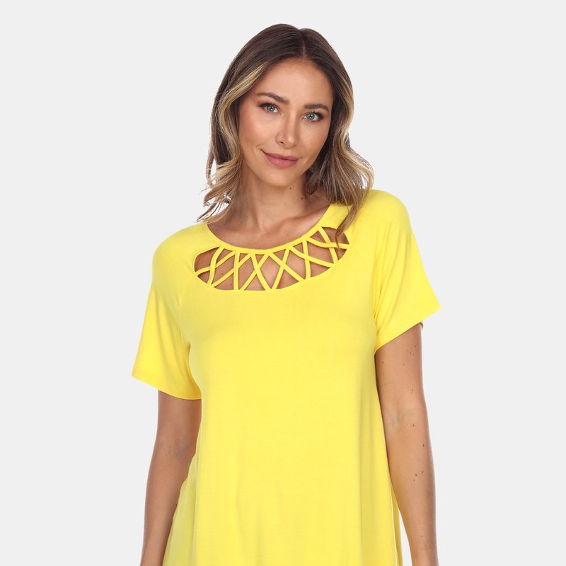 Shop White Mark Crisscross Cutout Short Sleeve Top In Yellow