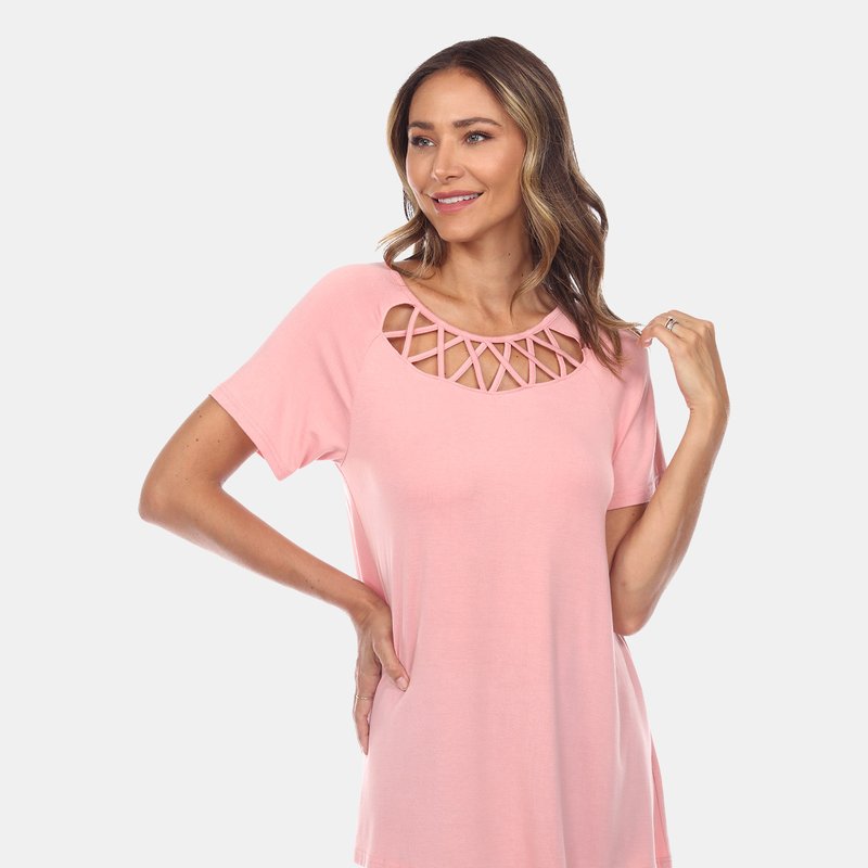 Shop White Mark Crisscross Cutout Short Sleeve Top In Pink