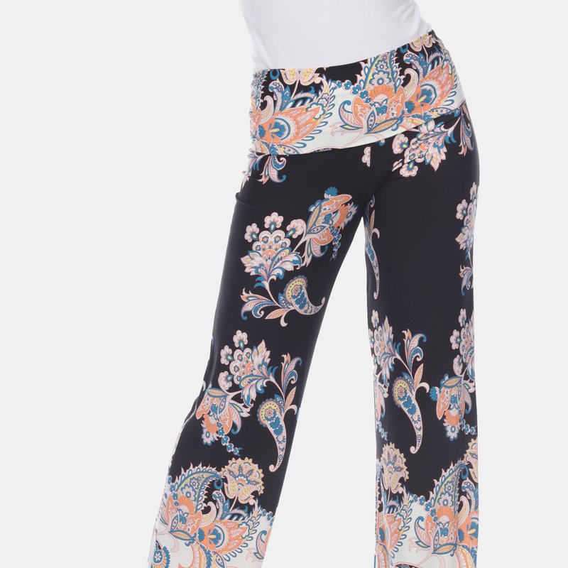 White Mark Floral Paisley Printed Palazzo Pants In Black/white