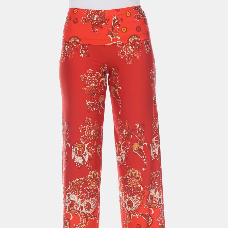 White Mark Floral Paisley Printed Palazzo Pants In Red/white
