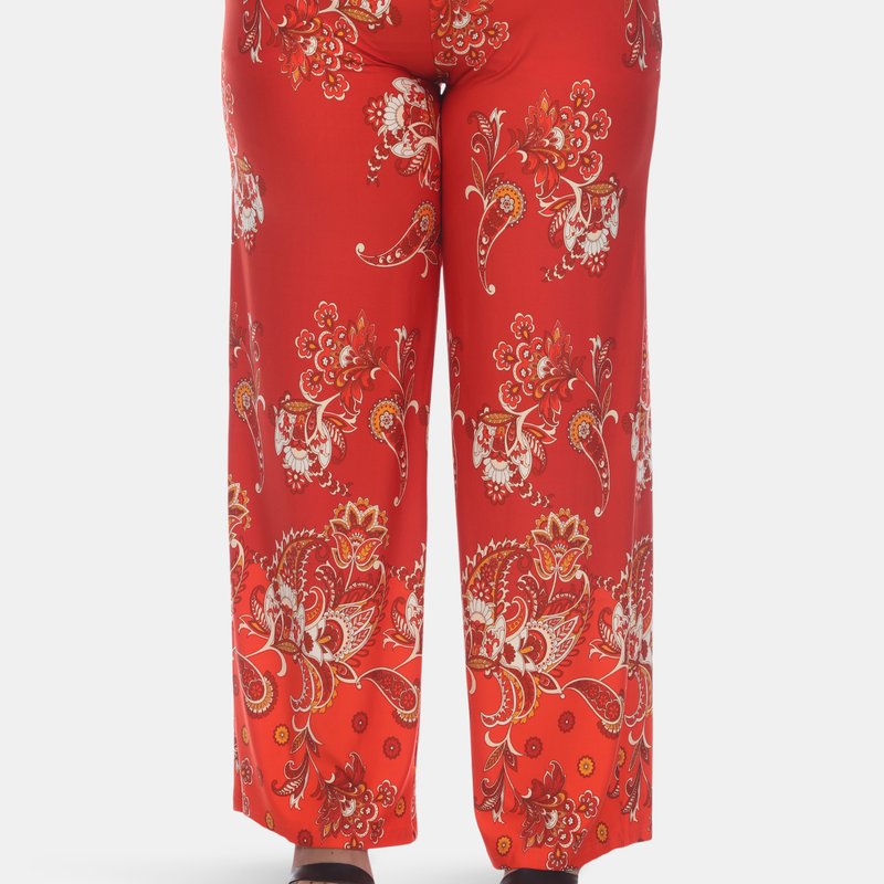 White Mark Floral Print Plus Size Palazzo Pants In Red/white