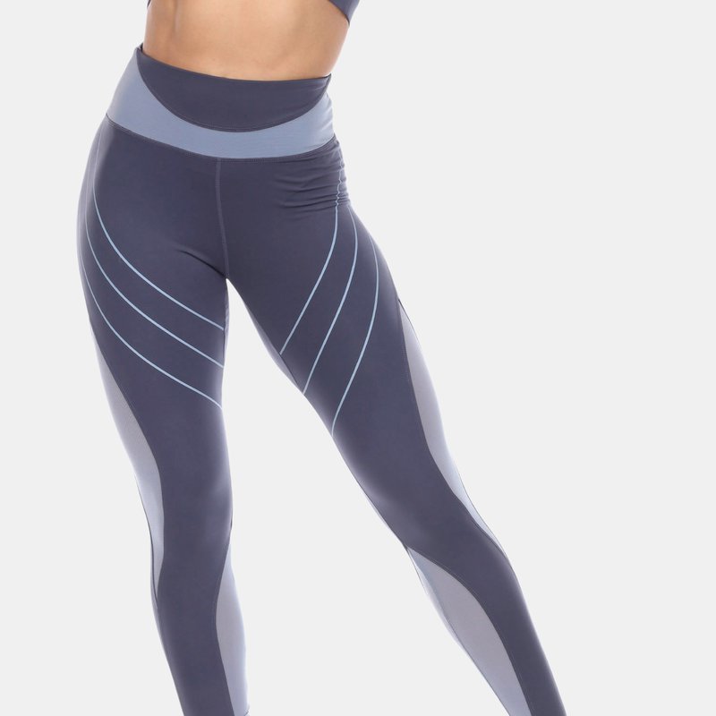 Shop White Mark High-waist Reflective Piping Fitness Leggings In Blue