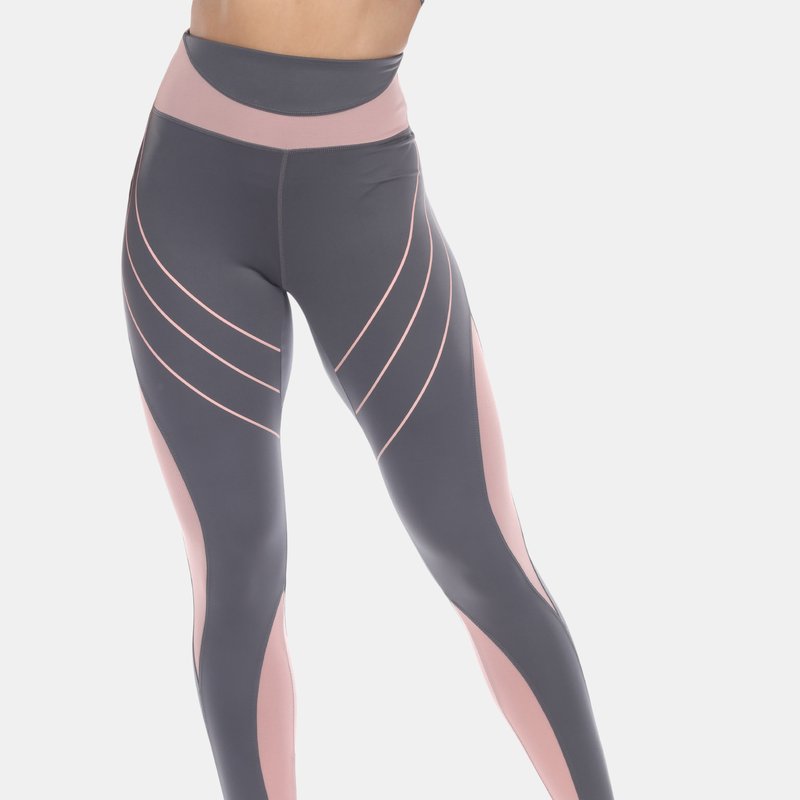 White Mark High-waist Reflective Piping Fitness Leggings In Charcoal