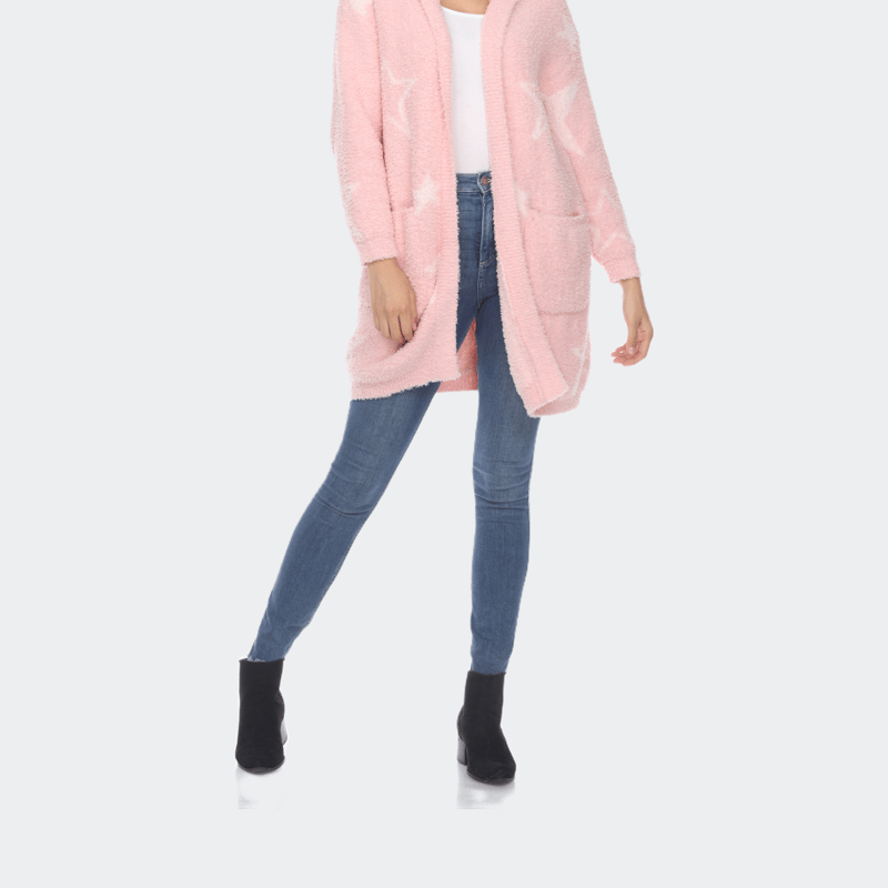 Shop White Mark Hooded Open Front Sherpa Coat In Pink