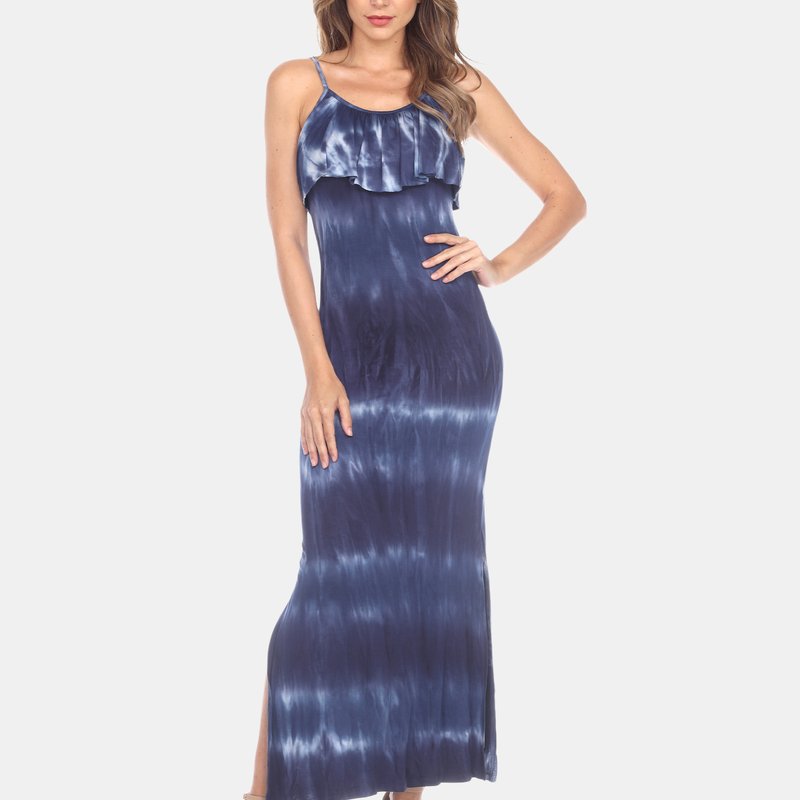 Shop White Mark Kalea Tie Dye Overlay Maxi Dress In Blue