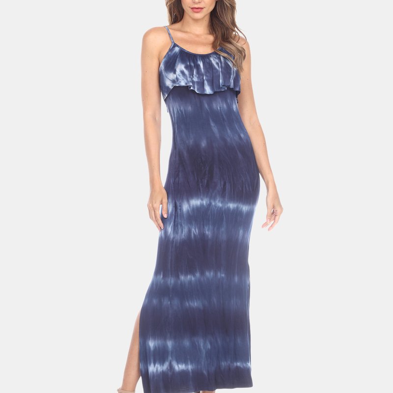 Shop White Mark Kalea Tie Dye Overlay Maxi Dress In Blue