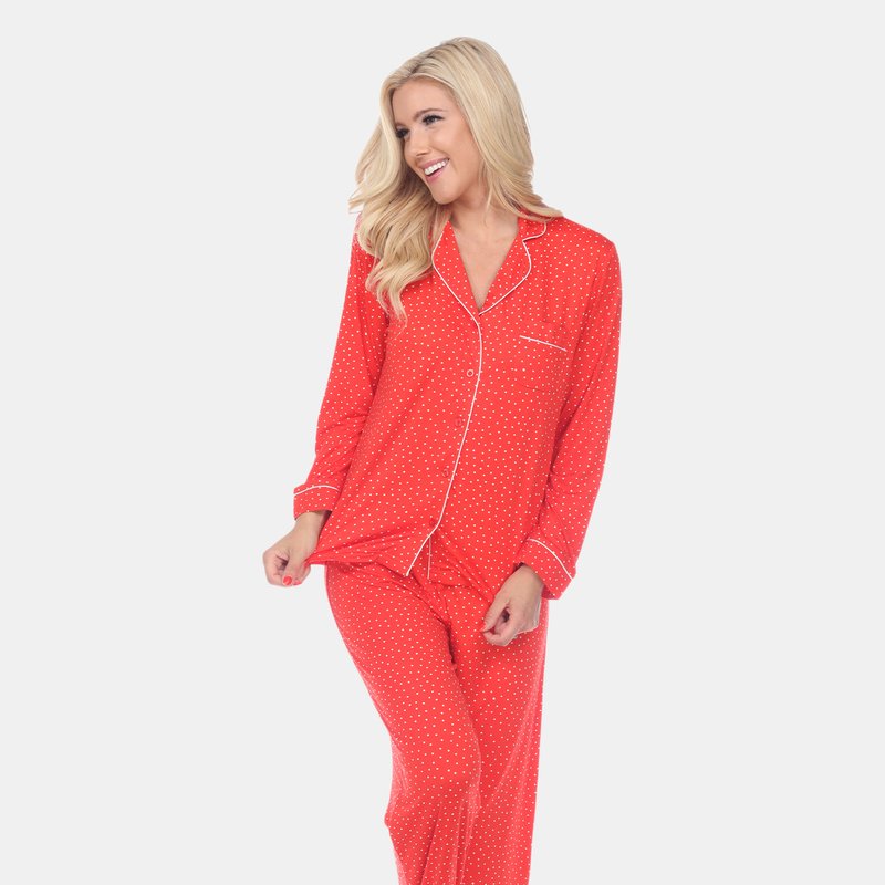 Shop White Mark Long Sleeve Pajama Set In Red