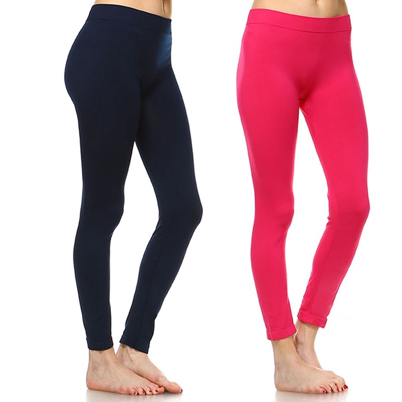 White Mark Pack Of 2 Solid Leggings In Pink