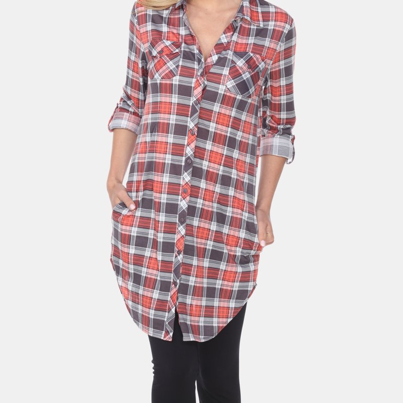Shop White Mark Piper Stretchy Plaid Tunic In Grey