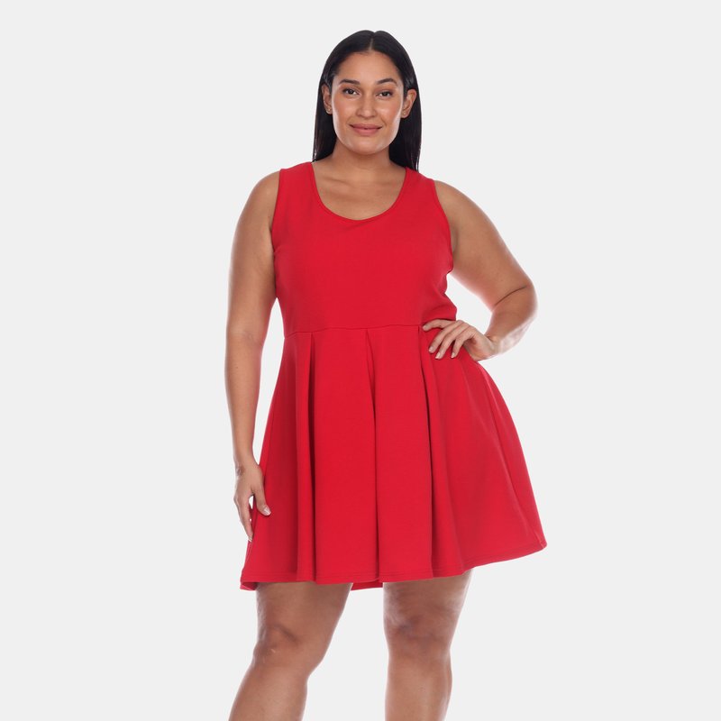 White Mark Plus Crystal Dress In Red
