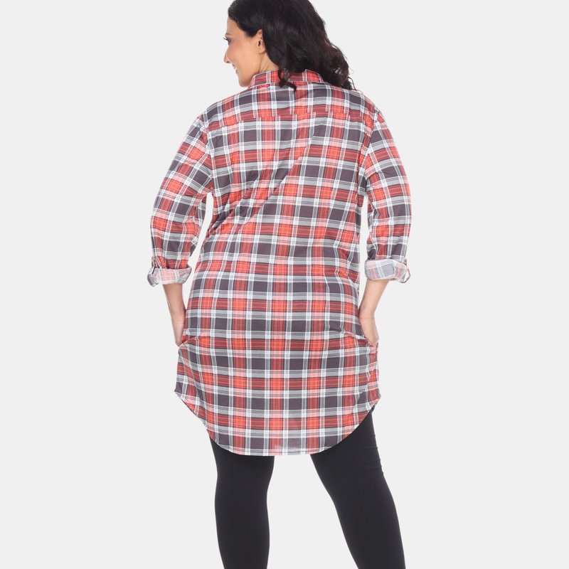 Shop White Mark Plus Piper Stretchy Plaid Tunic In Grey