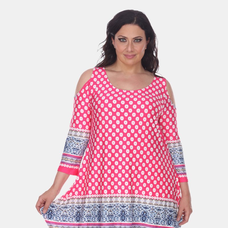 Shop White Mark Plus Size Antonia Cold Shoulder Tunic In Pink