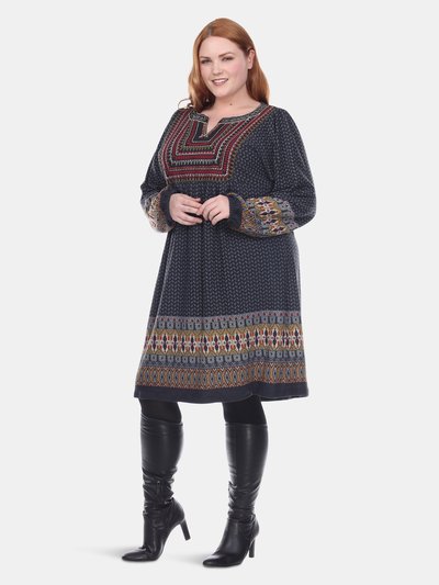 White Mark Plus Size Atarah Embroidered Sweater Dress product