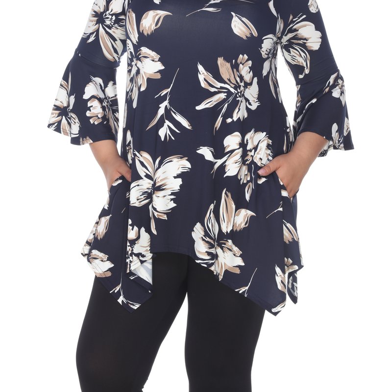 White Mark Plus Size Blanche Tunic Top In Blue