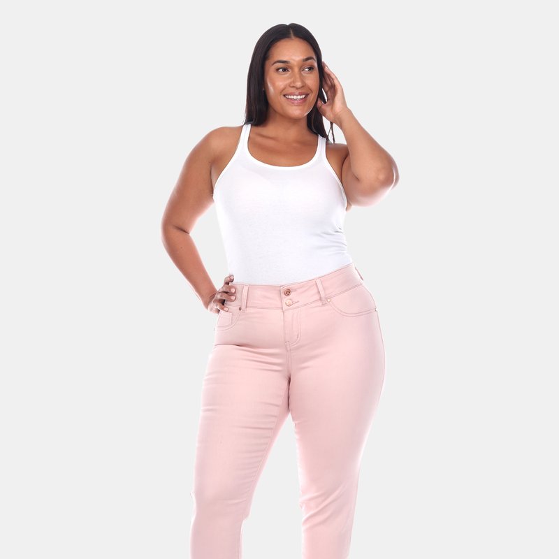 Shop White Mark Plus Size Capri Jeans In Pink