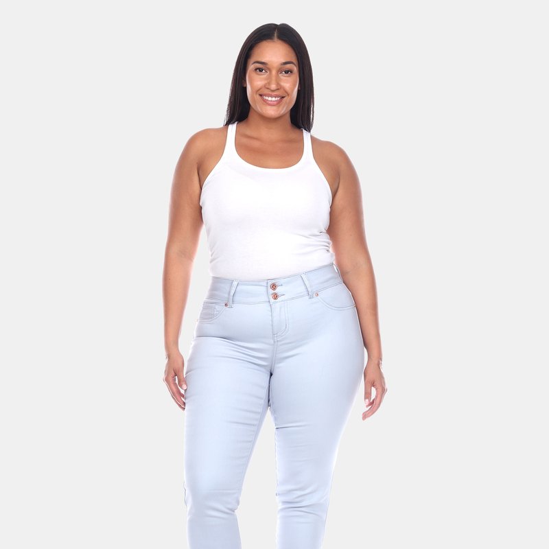 Shop White Mark Plus Size Capri Jeans In Blue