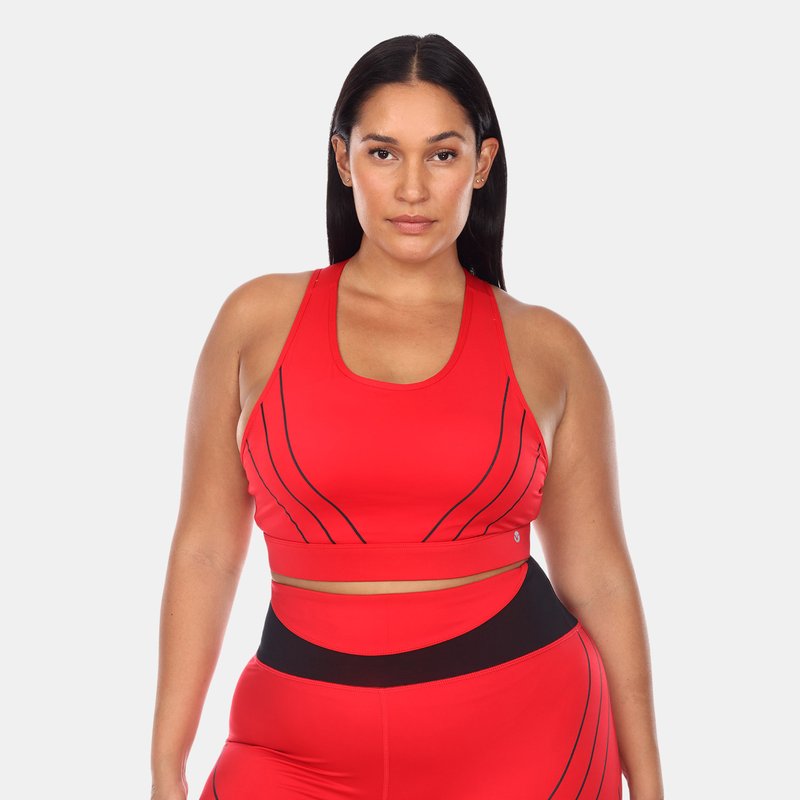 Shop White Mark Plus Size Cut Out Back Mesh Sports Bra In Red
