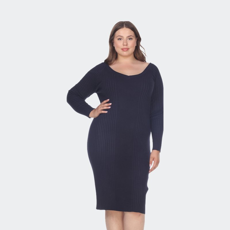 Shop White Mark Plus Size Destiny Sweater Dress In Blue