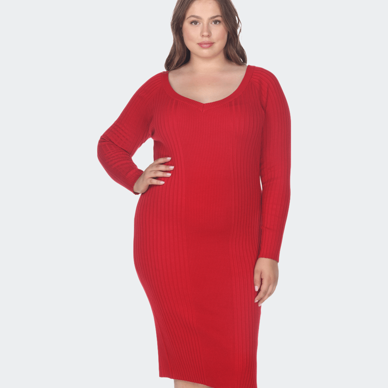 Shop White Mark Plus Size Destiny Sweater Dress In Red