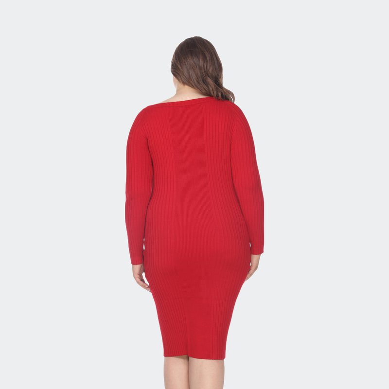 Shop White Mark Plus Size Destiny Sweater Dress In Red