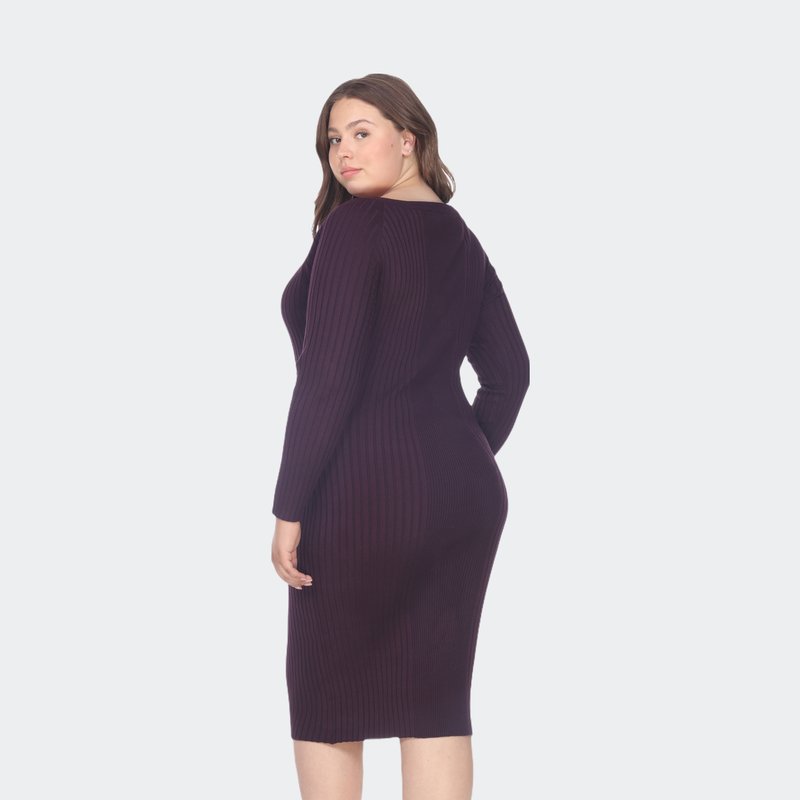 Shop White Mark Plus Size Destiny Sweater Dress In Purple