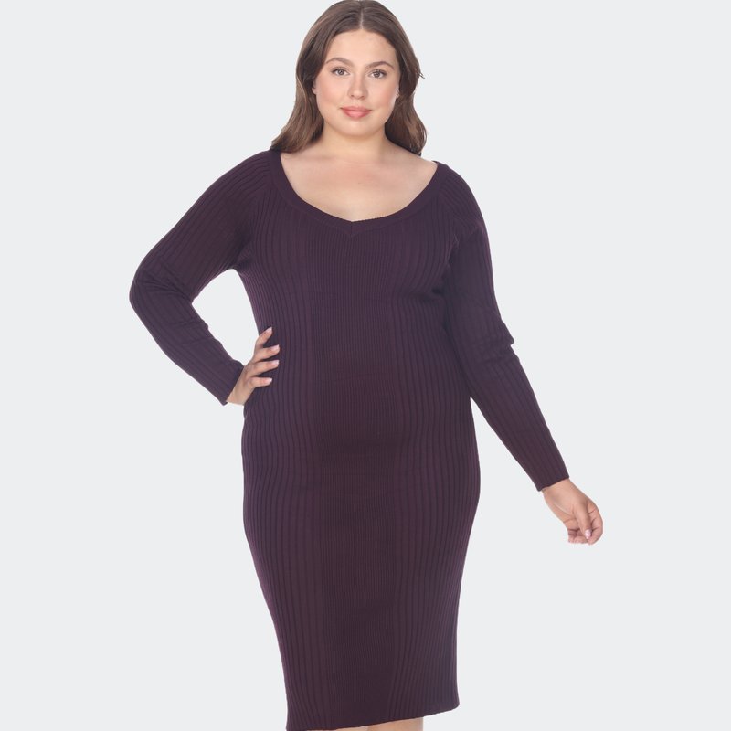Shop White Mark Plus Size Destiny Sweater Dress In Purple