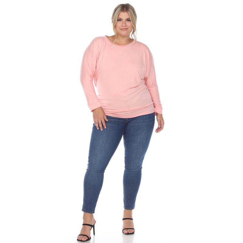 White Mark Plus Size Dolman Sleeve Top In Pink