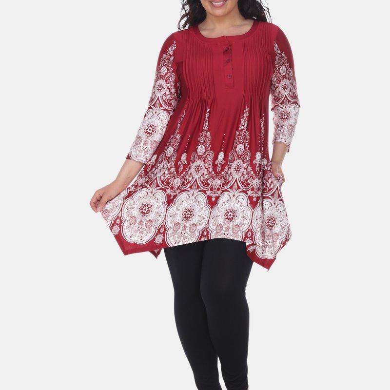 White Mark Plus Size Dulce Tunic Top In Red