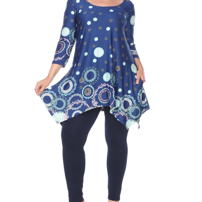 White Mark Plus Size Erie Tunic Top In Blue