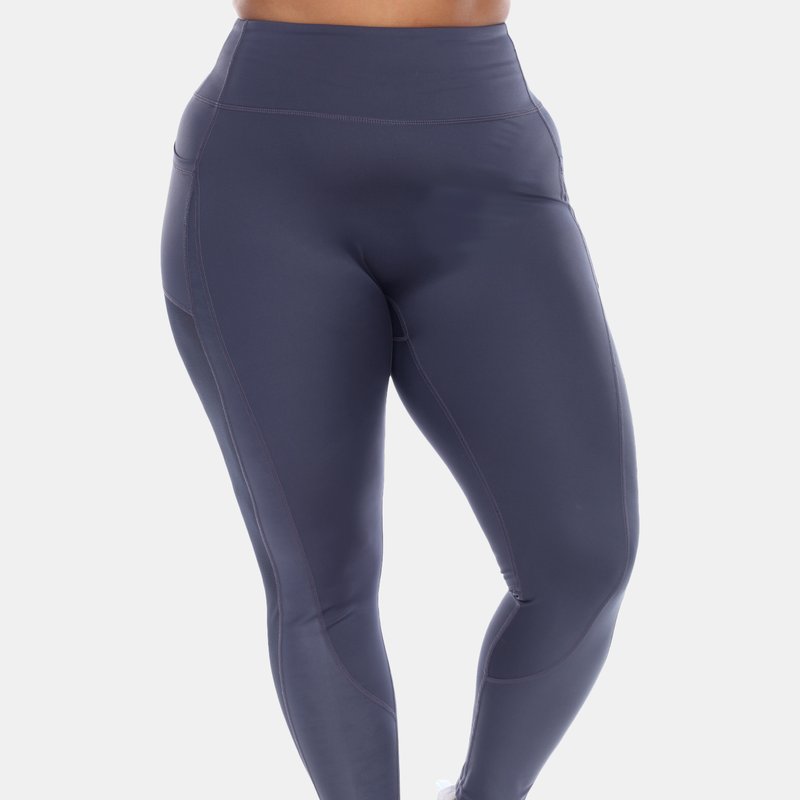 Shop White Mark Plus Size High-waist Mesh Fitness Leggings In Blue