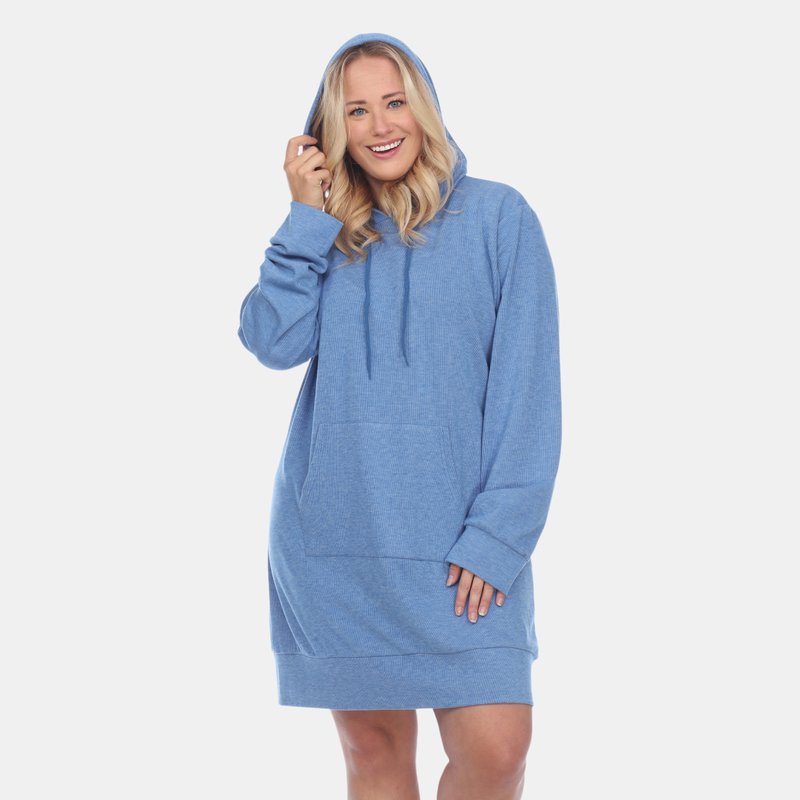 Shop White Mark Plus Size Hoodie Sweatshirt Dress In Blue