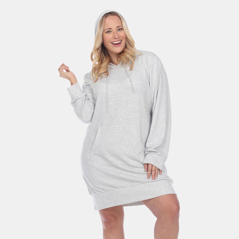 White Mark Plus Size Hoodie Sweatshirt Dress In Heather Grey