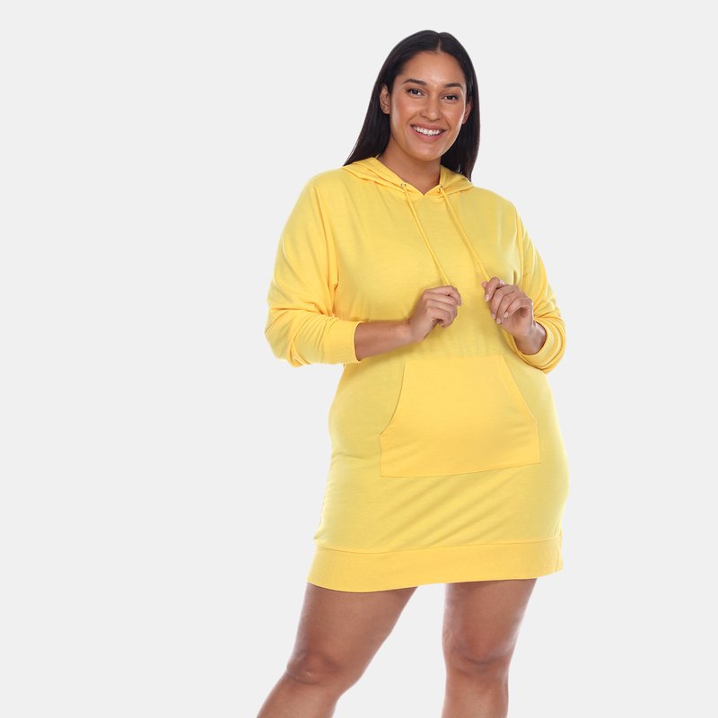 White Mark Plus Size Hoodie Sweatshirt Dress In Yellow