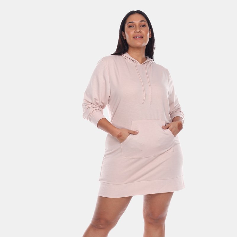 White Mark Plus Size Hoodie Sweatshirt Dress In Beige