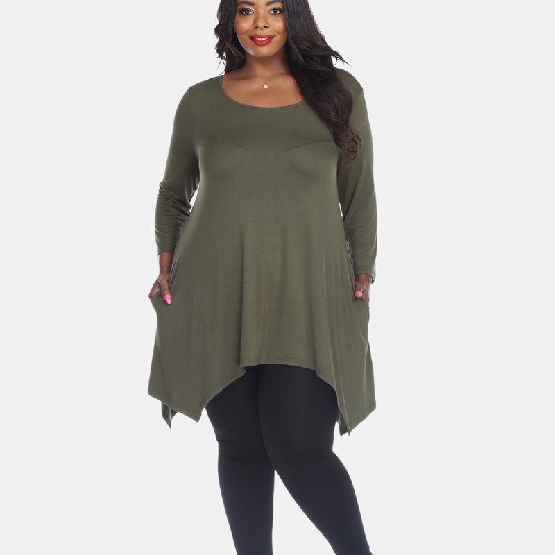 White Mark Plus Size Makayla Tunic Top In Olive