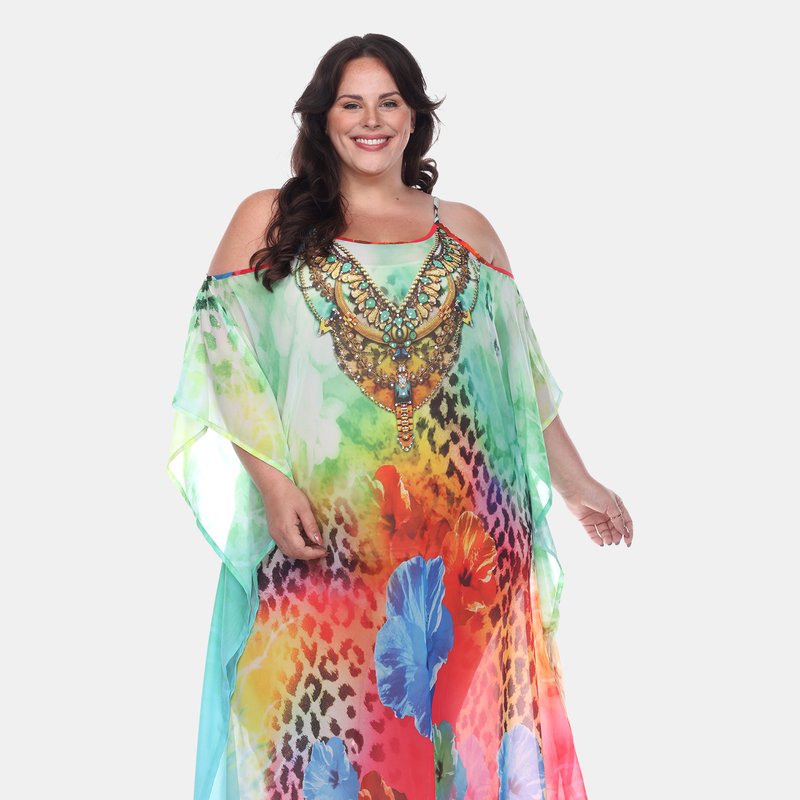 Shop White Mark Plus Size Maxi Sheer Caftan In Red