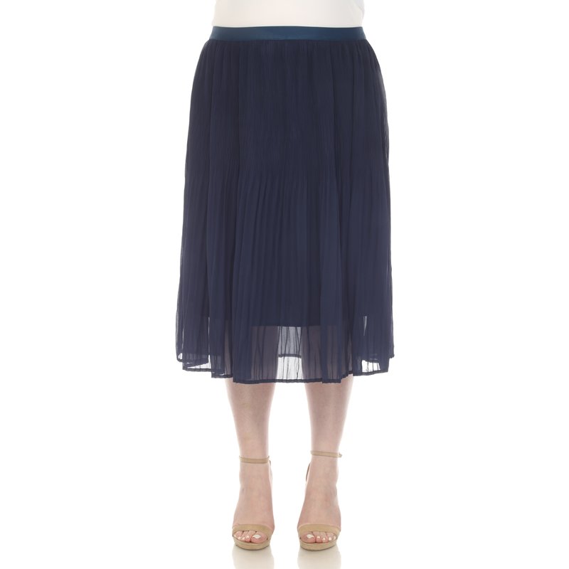 Shop White Mark Plus Size Pleated Chiffon Midi Skirt In Blue