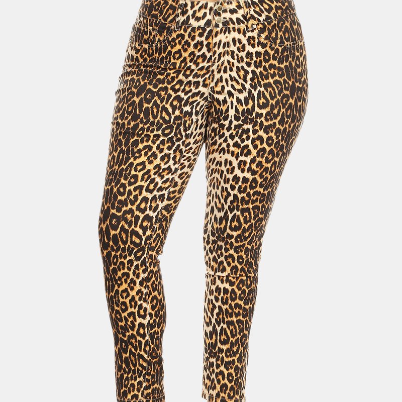 White Mark Plus Size Printed Cheetah Pants In Brown