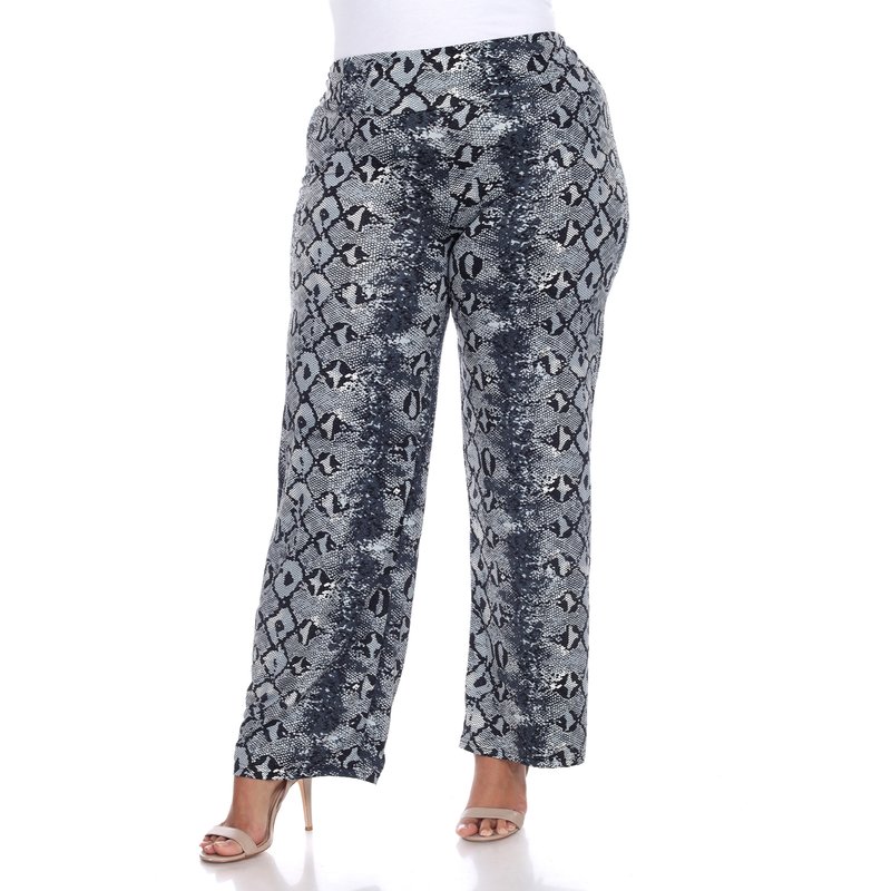 White Mark Plus Size Printed Palazzo Pants In Gray Snake