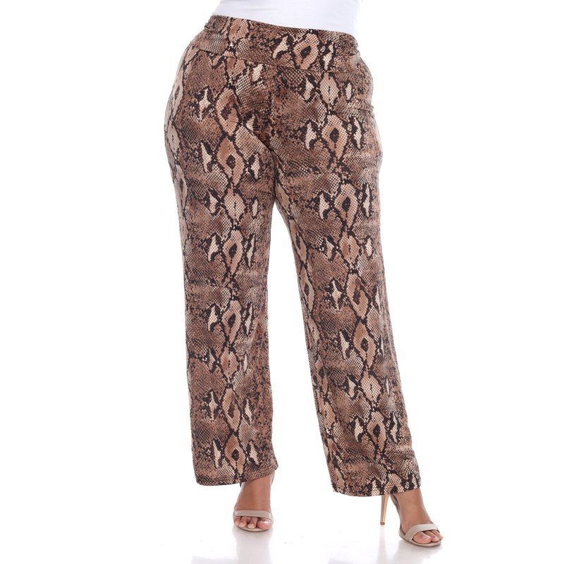 Shop White Mark Plus Size Printed Palazzo Pants In Brown