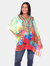 Plus Size Short Caftan with Tie-up Neckline - Red