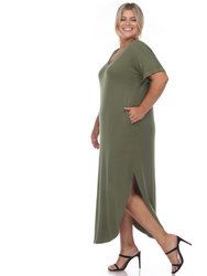 Plus Size Short Sleeve V-Neck Maxi Dress