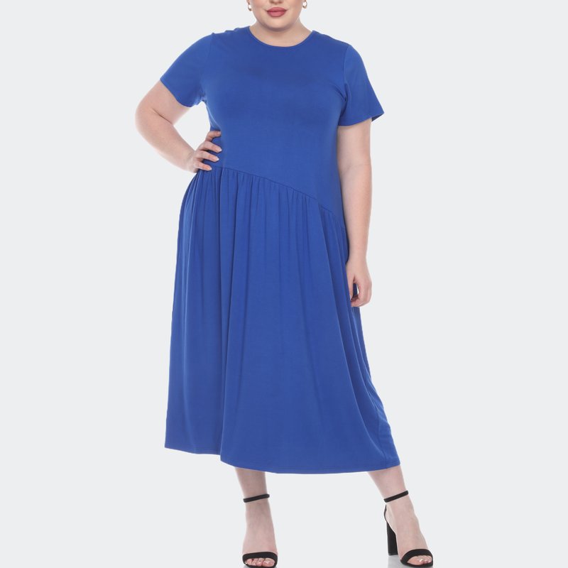 White Mark Plus Size Short Sleeves Maxi Dress In Royal